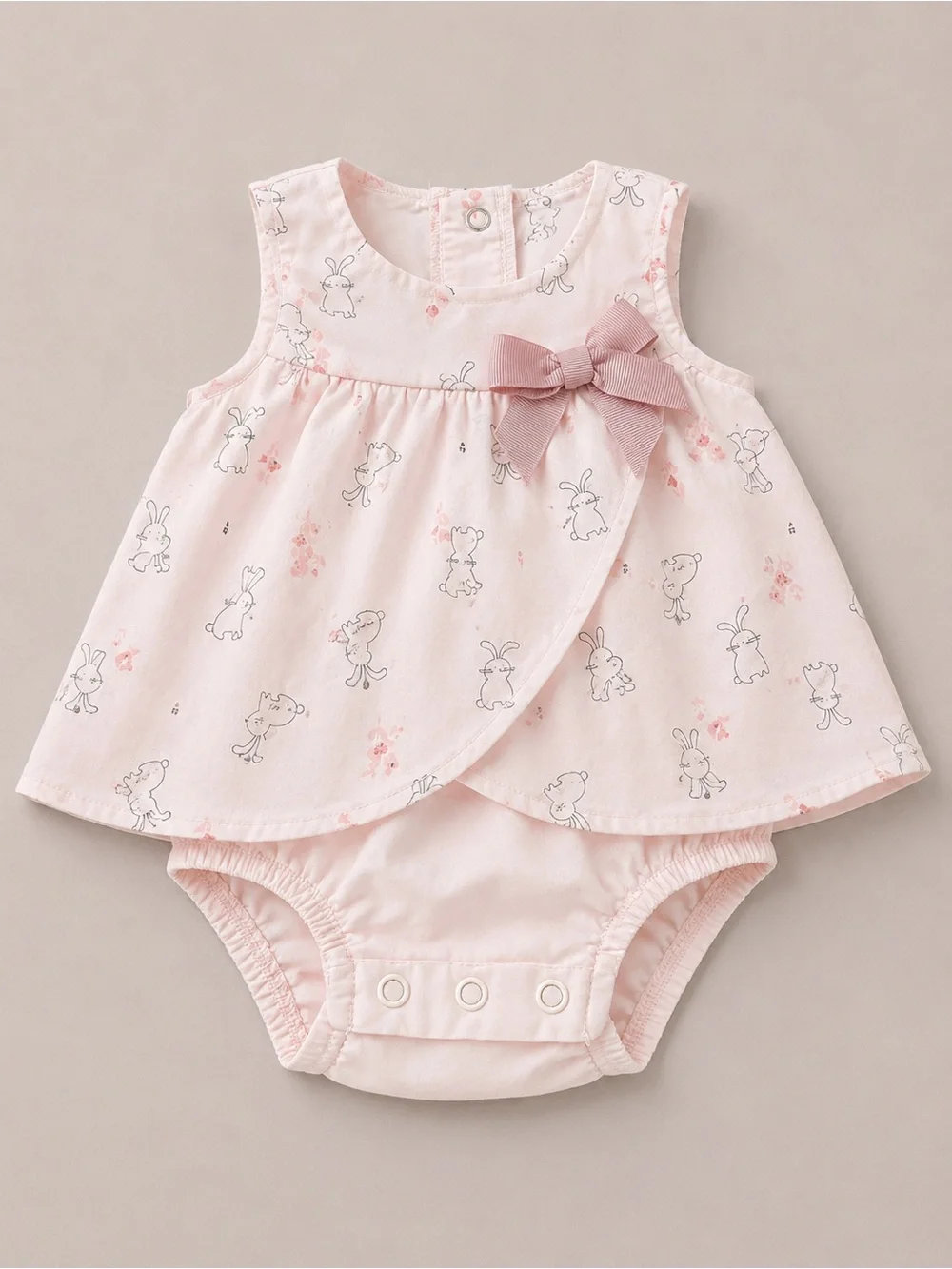Carter’s - Onesie Dress W/ Bunny Print & Bow On Front (Cotton) - NB